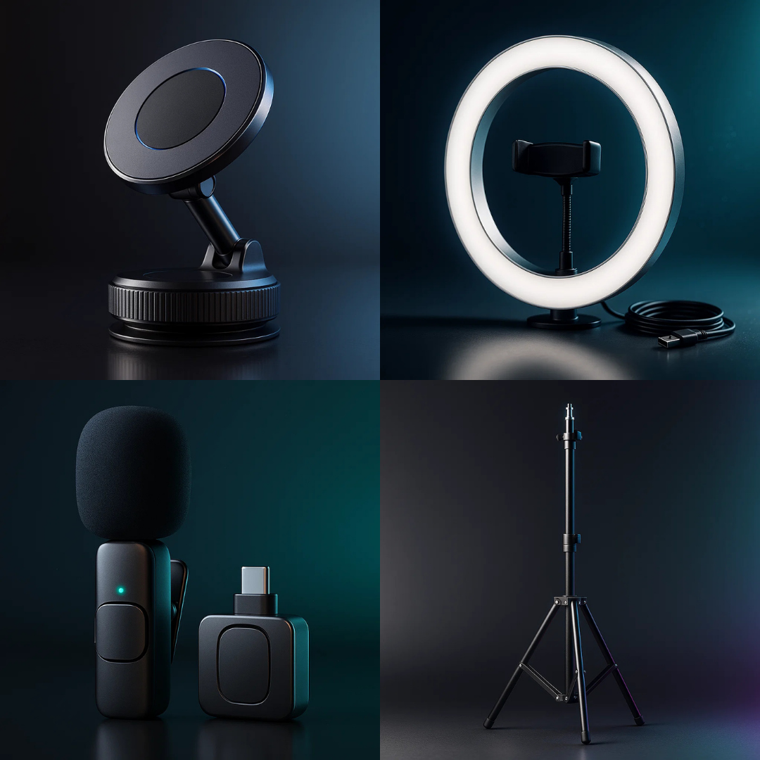 Mega Kit Creador de Contenido: Soporte Premium + Aro de Luz 26cm + Trípode 2Mts + Combo Contenido Viral (6 Productos)